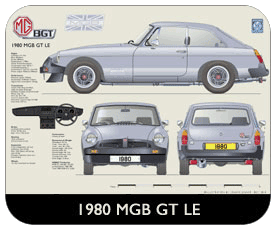 MGB GT LE 1980 Place Mat, Small